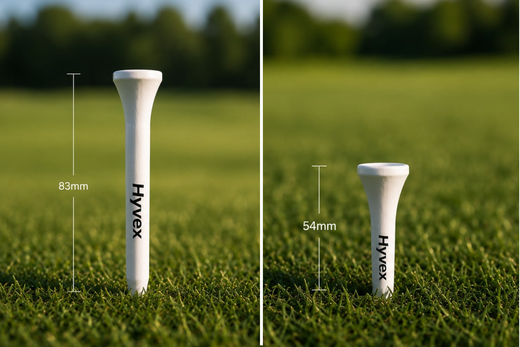 Hyvex – 100 White Bamboo Golf Tees (83mm & 54mm Mix)