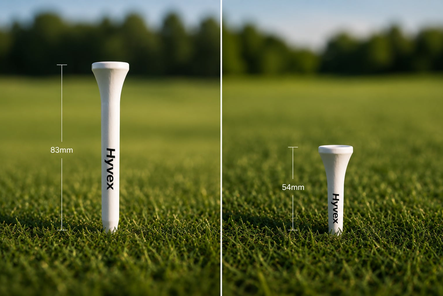 Hyvex – 100 Tees de Golf en Bambou Blanc (Mix 83mm & 54mm)